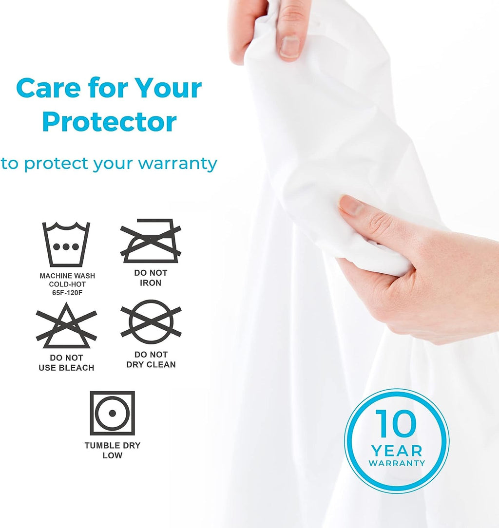 Linenspa Waterproof Smooth Top Premium Queen Mattress Protector, Breathable &amp; Hypoallergenic Queen Mattress Covers - Packaging may vary, White