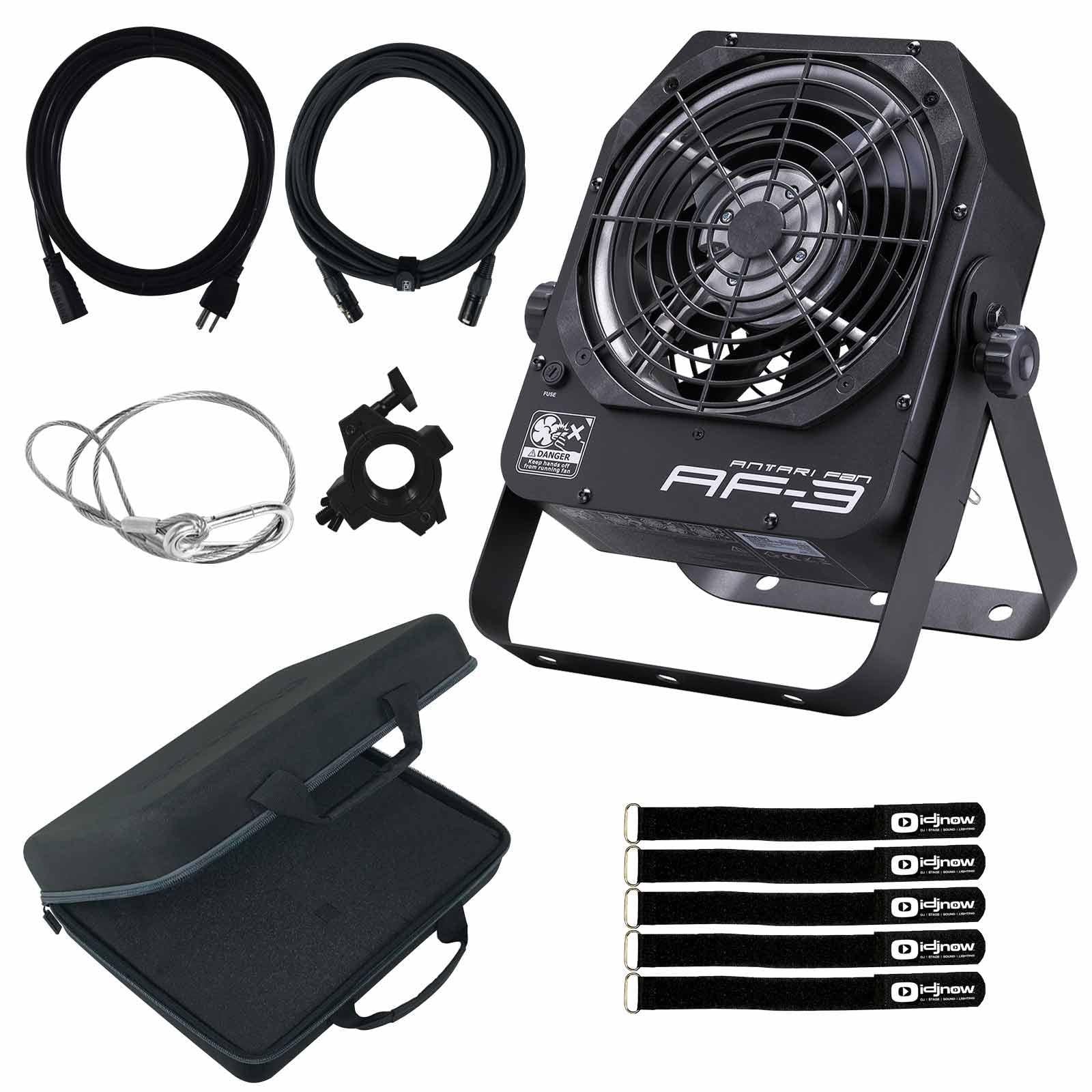 Antari AF-3X Compact Lightweight Viable Speed DMX Fan with Padded Shell Carry Case Package