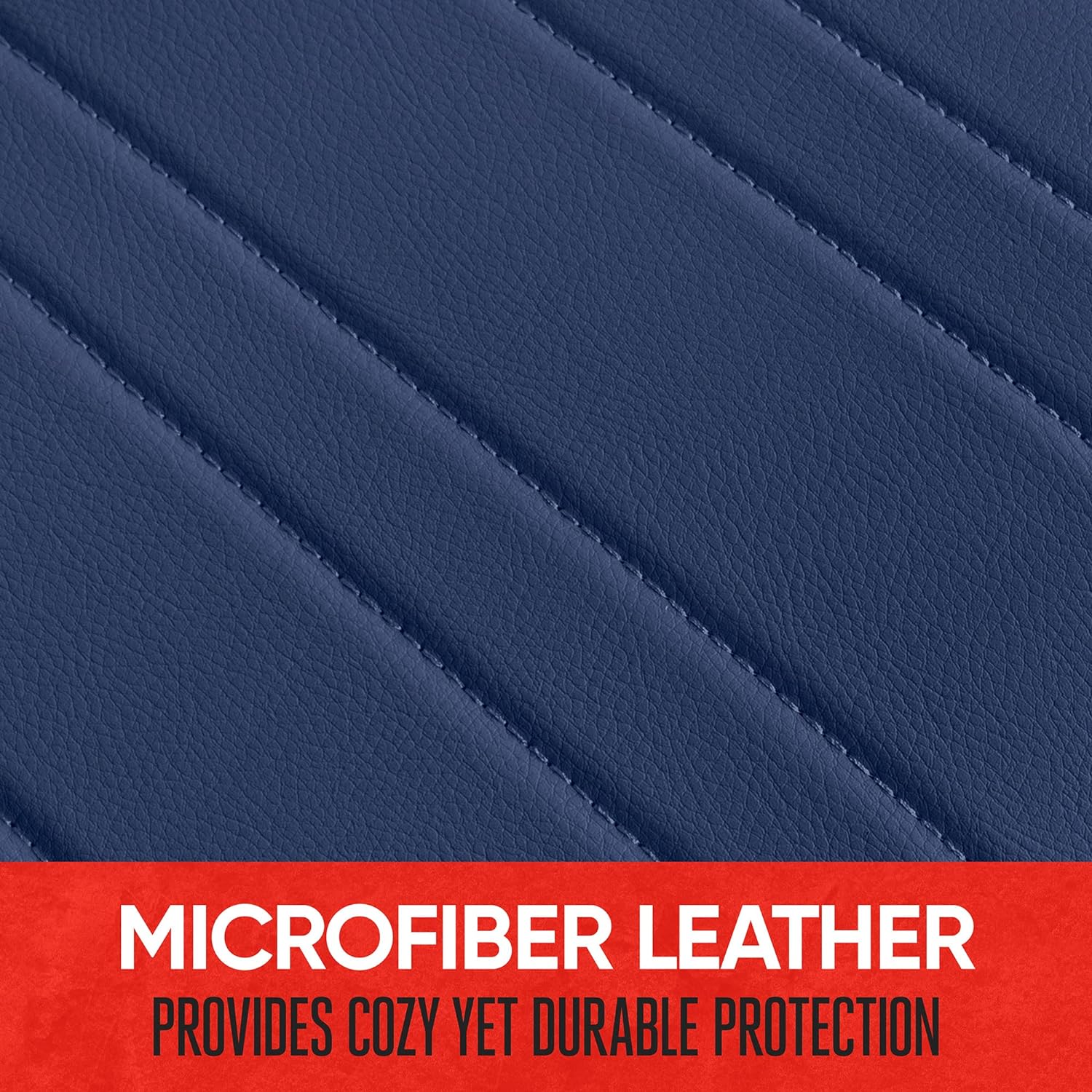 Motor Trend Seat Covers for Cars Trucks SUV, Faux Leather Full Set Blue Padded Car Seat Covers with Storage Pockets, Premium Interior Car Seat Cover