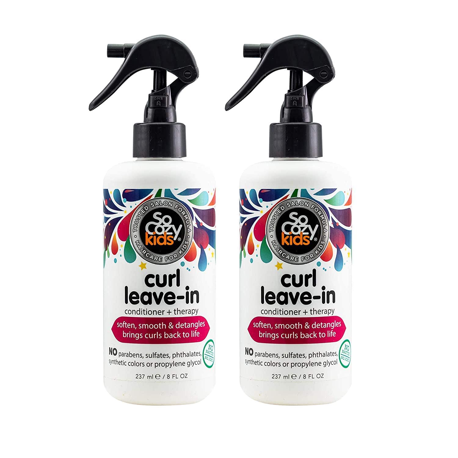So Cozy,Curl Spray LeaveIn Conditioner For Kids Hair Detangles And Restores Curls No Parabens Sulfates Synthetic Colors Or Dyes,Jojoba Oil,Olive Oil &amp; Vitamin B5,Sweet-Pea,8 Fl Oz(2 Pack),White,(539A)