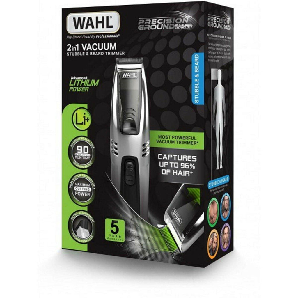 Wahl 9870-800 2 in 1 Vacuum Stubble & Beard Trimmer - Black