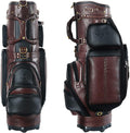 Men’s Golf Club Carrying Bag, Ultra-Light Leather Portable Waterproof Golf Sunday Travel Bag, Aviation Golf Standing Bag That Can Hold 14 Clubs, brown