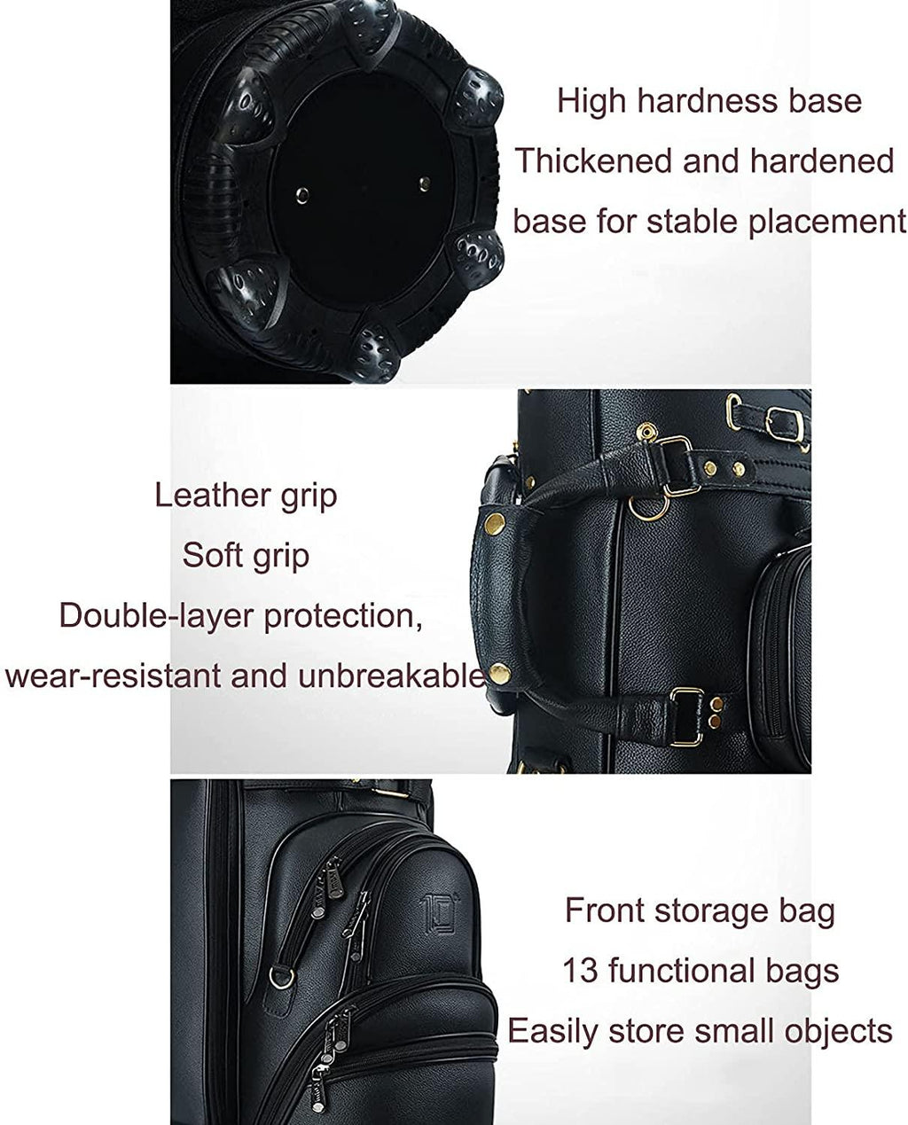 Men’s Golf Club Carrying Bag, Ultra-Light Leather Portable Waterproof Golf Sunday Travel Bag, Aviation Golf Standing Bag That Can Hold 14 Clubs, brown