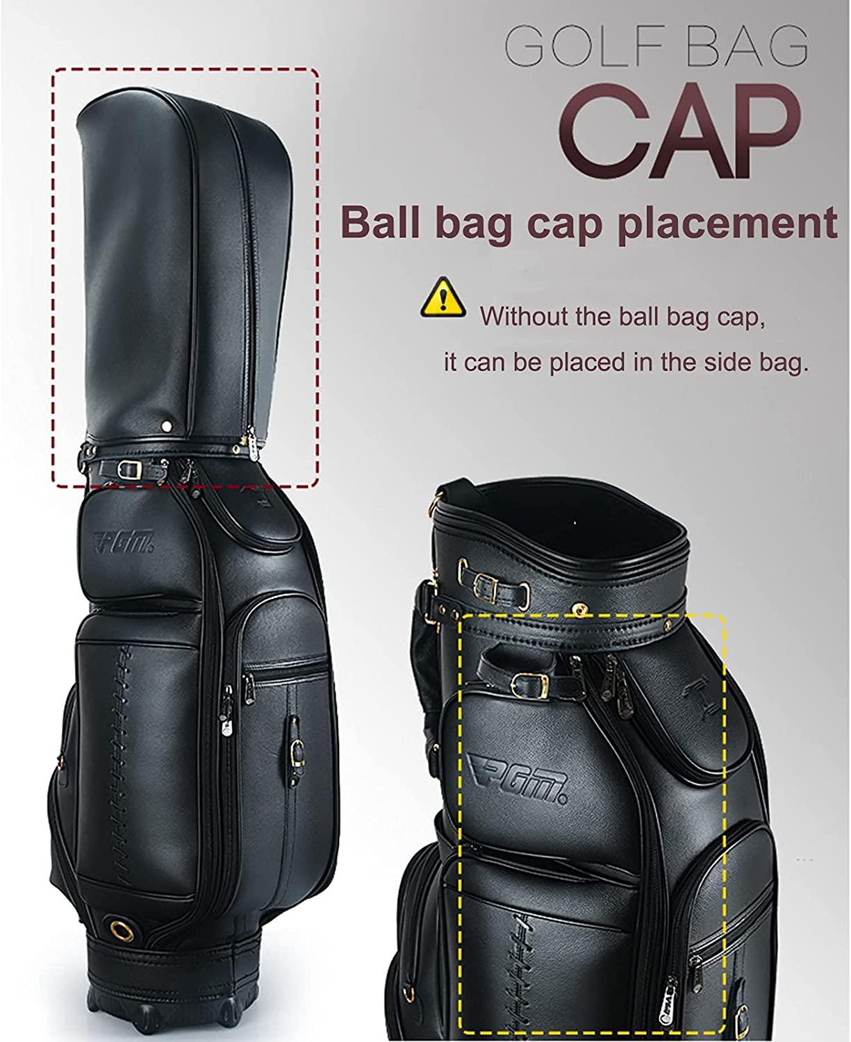 Men’s Golf Club Carrying Bag, Ultra-Light Leather Portable Waterproof Golf Sunday Travel Bag, Aviation Golf Standing Bag That Can Hold 14 Clubs, brown