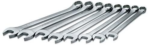 SK Professional Tools 86048 8-Piece 12-Point Fractional Long Combination Wrench Set - SuperKrome Finish, Set of 8 Chrome Wrenches Made in USA