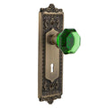 Egg and Dart Plate Interior Mortise Waldorf Emerald Door Knob in Antique Brass