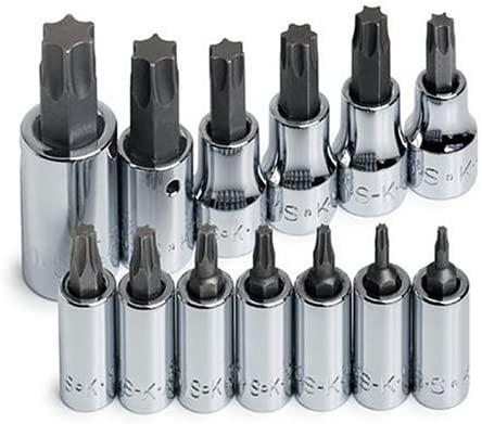 SK Hand Tools 84213 13-Piece 1/4-Inch, 3/8-Inch and 1/2-Inch Drive Torx Bit Socket Set