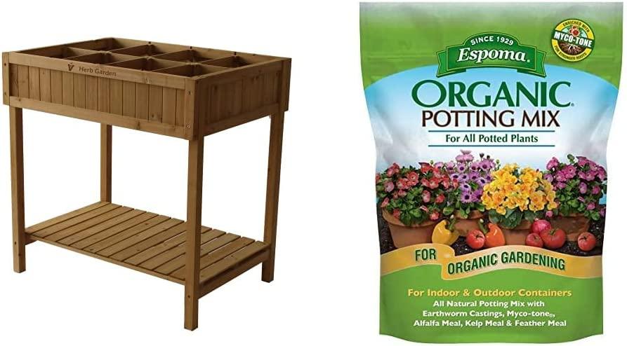 VegTrug 8 Pocket Herb Garden & Espoma AP8 8-Quart Organic Potting Mix
