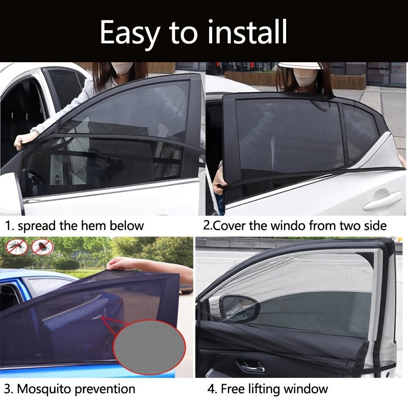 Upgraded Mosquito Prevention Car Window Sun Shade Cover Breathable Mesh Car  Side Window Shade Sunshade UV Protection Fit For Most Cars
