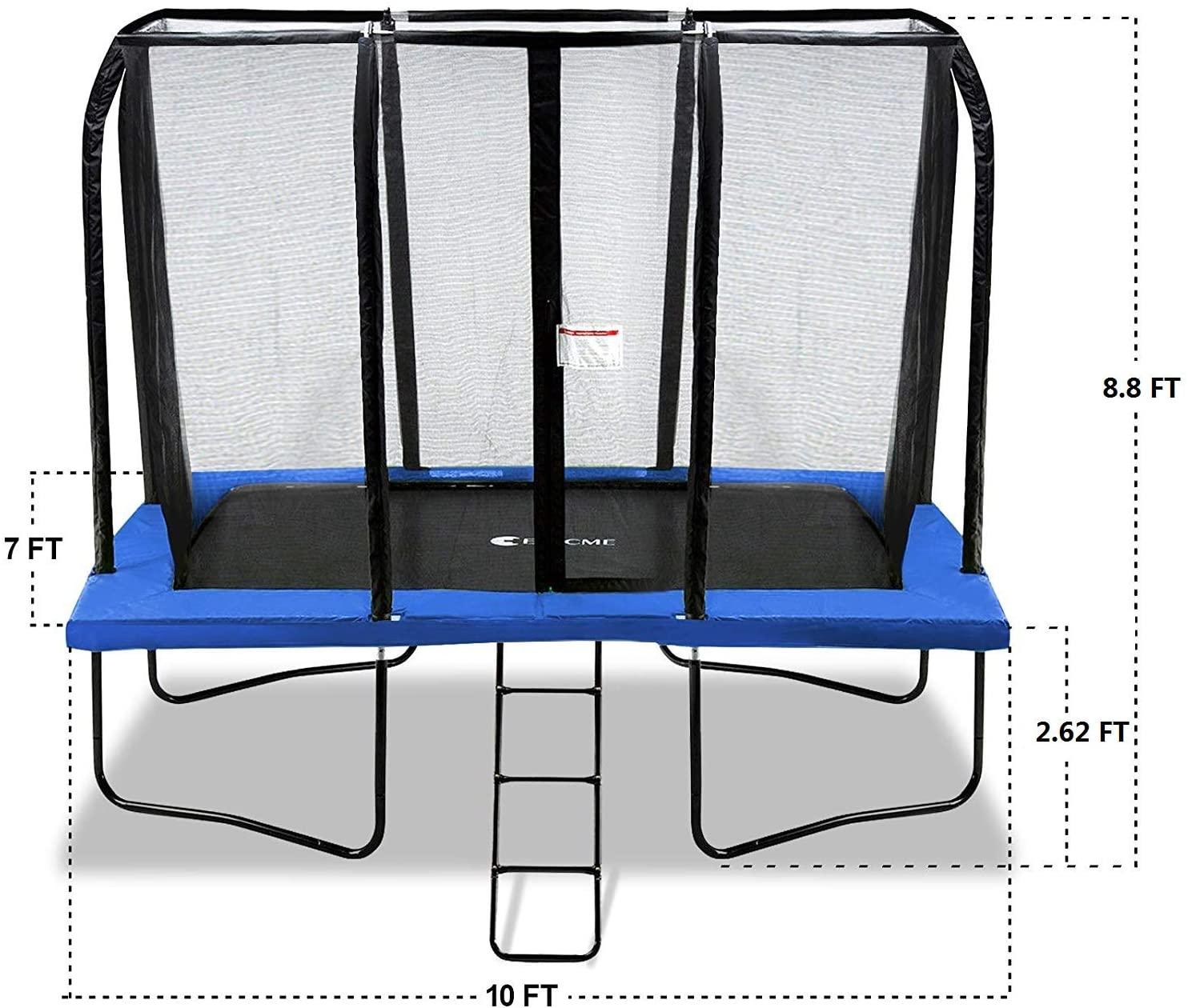 Exacme 7x10 Foot Rectangle Trampoline with Enclosure for Kids(Blue) 6184-0710B