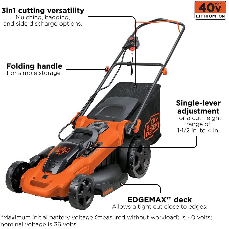 BLACK+DECKER 40V MAX Cordless Lawn Mower, 20-Inch (CM2043C)