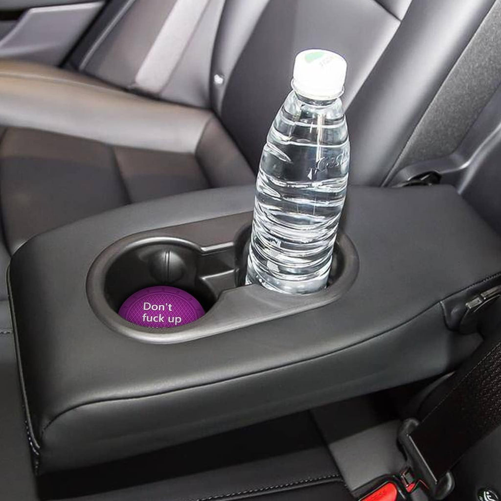 8sanlione 2 Pack Car Cup Holder Coasters, 2.75 Inch Non-Slip PVC Insert Cup Coaster, Anti-Scratch Auto Cup Mats for Women Men, Vehicle Interior Accessories for Car, SUV, Truck (D Purple/2PCS)