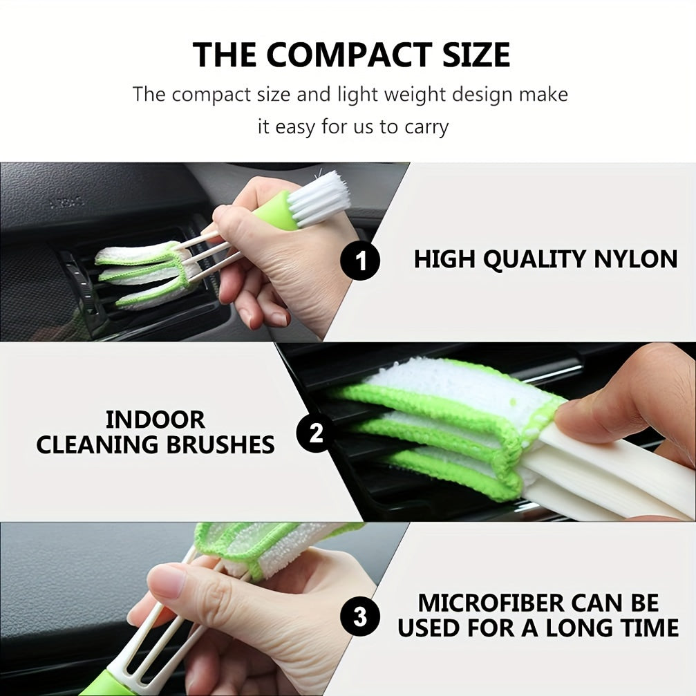 2-in-1 Air Conditioning Outlet Vent Brush Internal Cleaning Tools Interior Multi-purpose Dust Cleaner For Car