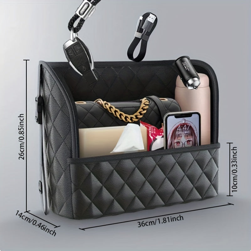 Wallet Handbag Car Supplies StoraBetween Car Seats Car Organizer Mesh Bag With Extra Back Pocket Car Seat Back Organizer Box Car Accessories