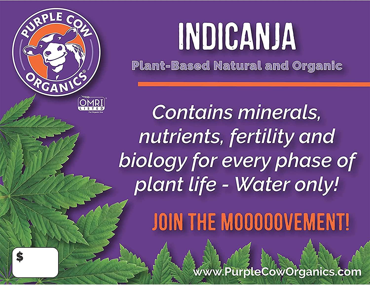 Purple Cow Organics IndiCanja Naturally Organic Living Plant Based Compost Soil for Increased Plant Health and Biodiversity, 1 Cubic Foot Bag (4 Pack)