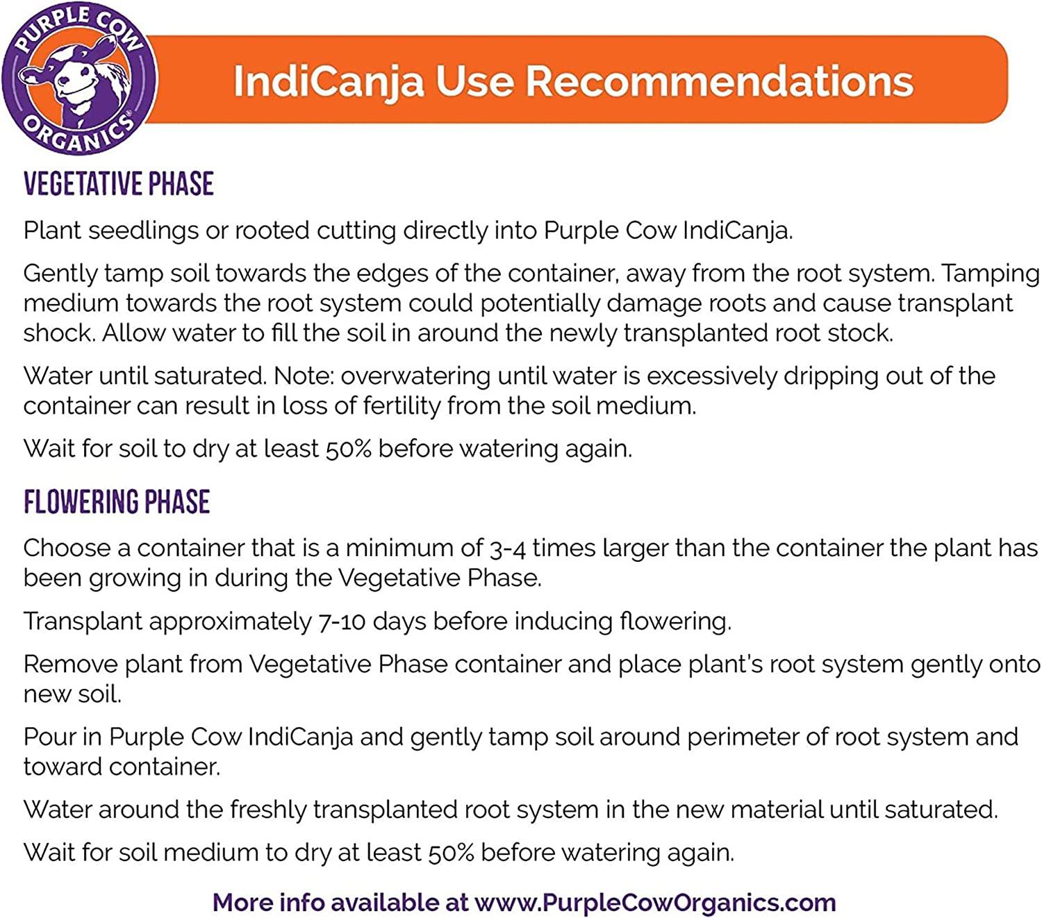 Purple Cow Organics IndiCanja Naturally Organic Living Plant Based Compost Soil for Increased Plant Health and Biodiversity, 1 Cubic Foot Bag (4 Pack)