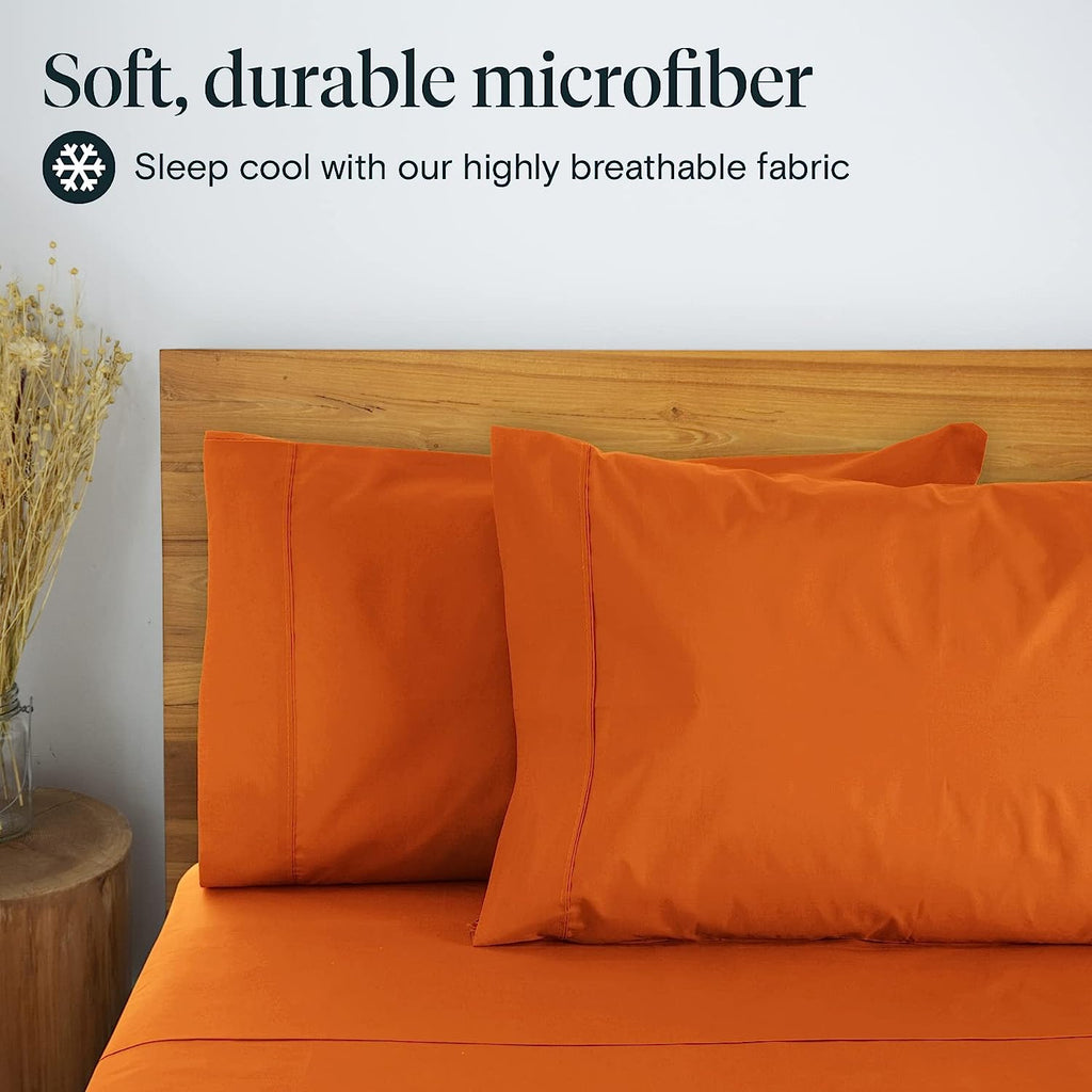 LuxClub 6 PC King Size Sheet Set Bamboo Sheets Deep Pockets 18" Eco Friendly Wrinkle Free Cooling Sheets Machine Washable Hotel Bedding Silky Soft - Autumn Orange King