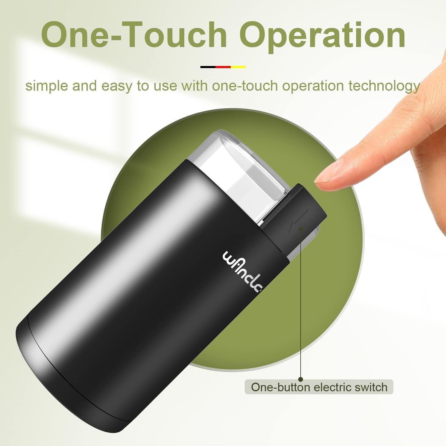 Coffee Grinder, Wancle Electric Coffee Grinder, Quiet Spice Grinder, One Touch Coffee Mill for Beans, Spices and More, with Clean Brush Black