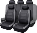Flying Banner car seat Covers Protects Water Proof Faux Leather Carbon Fiber Front and Rear Bench (Gray Black, Full Set - 9PCS)