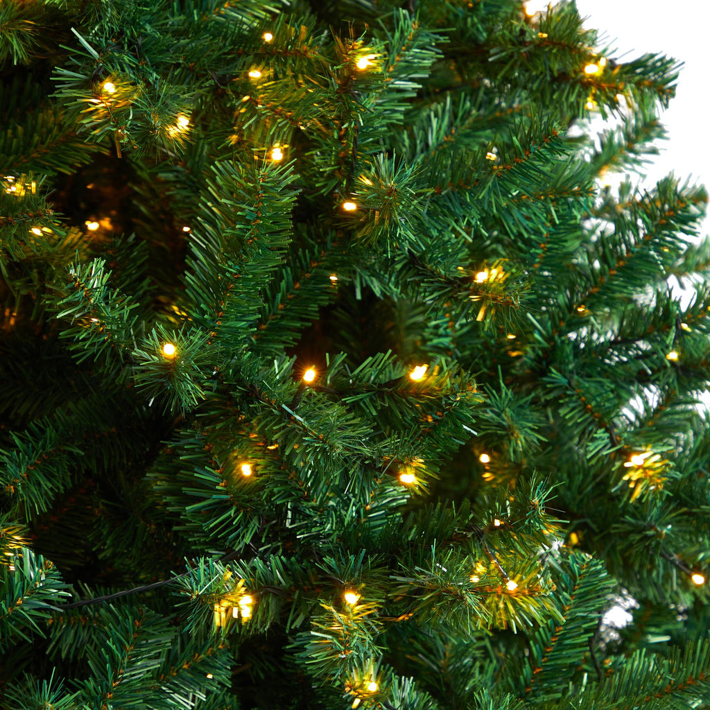 Nearly Natural Northern Tip Clear Prelit LED Green Decorated Fir Christmas Tree, with 1860 Bendable Branches 9'