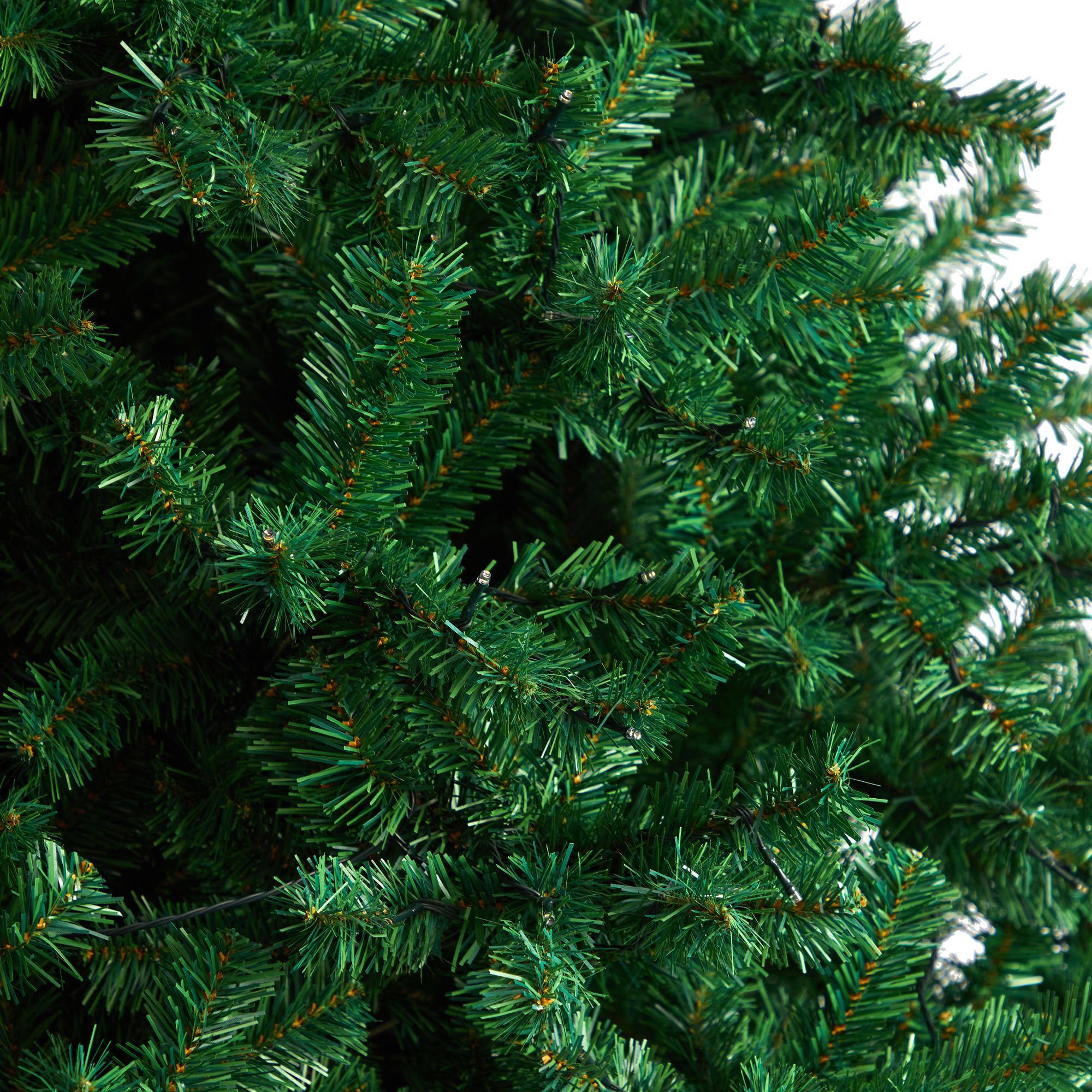 Nearly Natural Northern Tip Clear Prelit LED Green Decorated Fir Christmas Tree, with 1860 Bendable Branches 9'