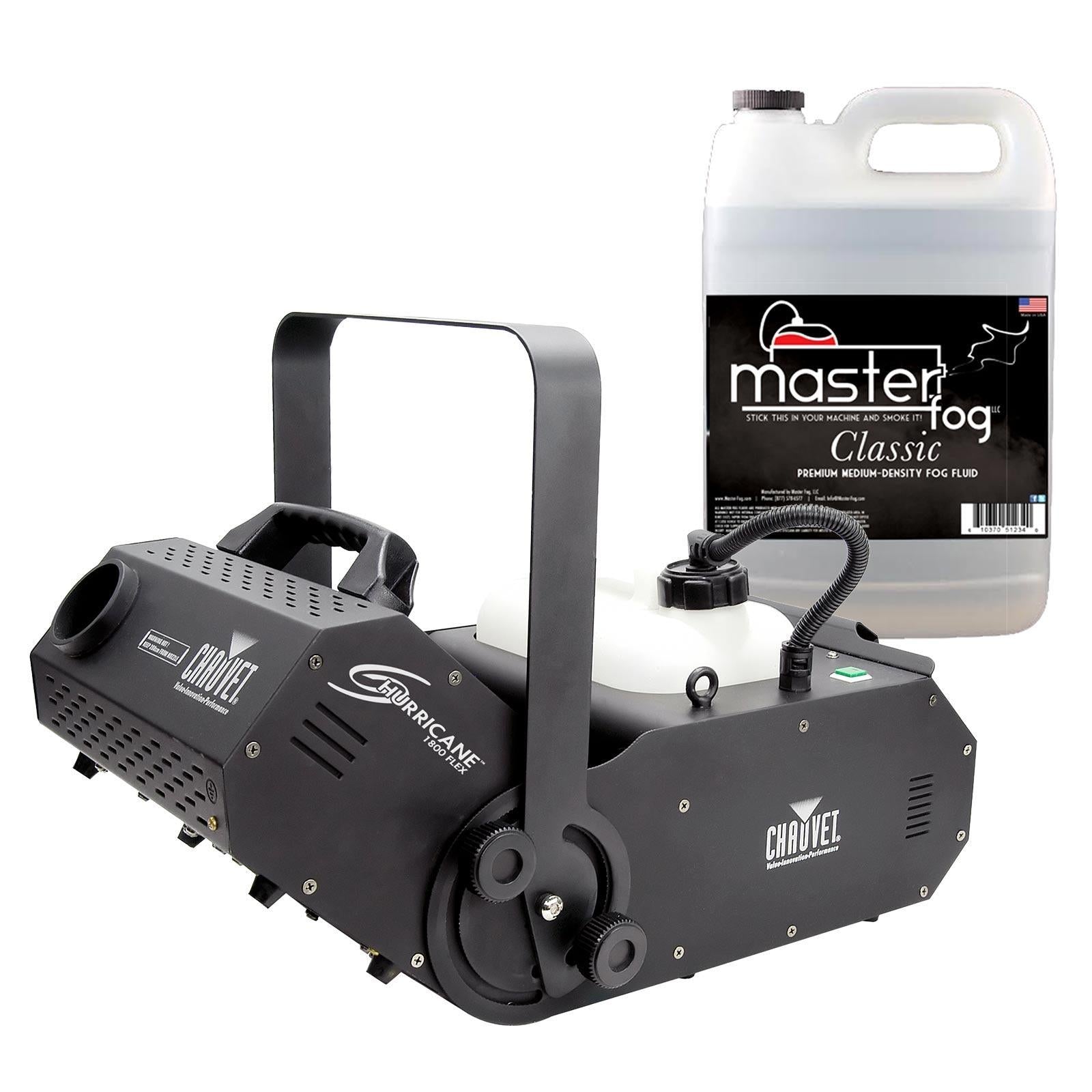 Chauvet DJ Hurricane 1800 Flex DMX Controllable Fog Machine with Medium Density Fog Fluid Package