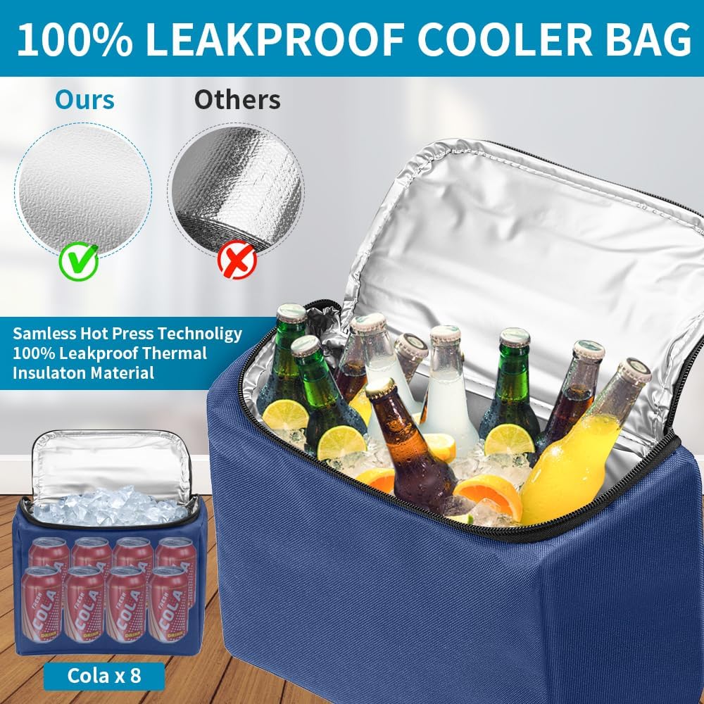 Car Trunk Organizer with Cooler, Hanging Car Organizers and Storage with Large Pockets, Zippers Detachable Seat Back Organizers Storage, Waterproof Car Storage Trunk Organizer for Jeeps, SUVs, Blue