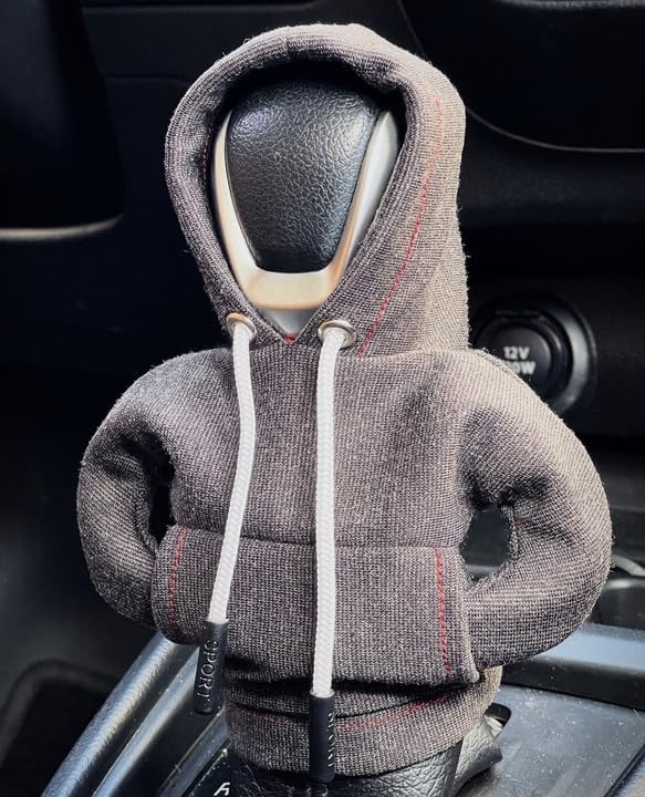 Car Shift Knob Hoodie, Funny Gear Shift Knob Shirt Sweater, Winter Warm Shift Knob Cover Sweater Shirt, Automotive Interior Novelty Accessories Decorations, Universal Fit Knob Cover Gift (Grey)