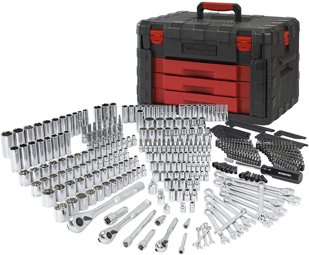WORKPRO 450-Piece Mechanics Tool Set, Universal Professional Tool Kit with Heavy Duty Case Box