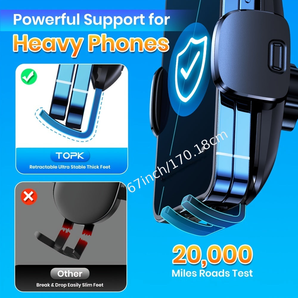 Car Phone Holder Mount, TOPK [2023 Upgrade Auto Locking] Universal Phone Holder With Hook Clip For Car Air Vent Compatible With  Samsung Etc.