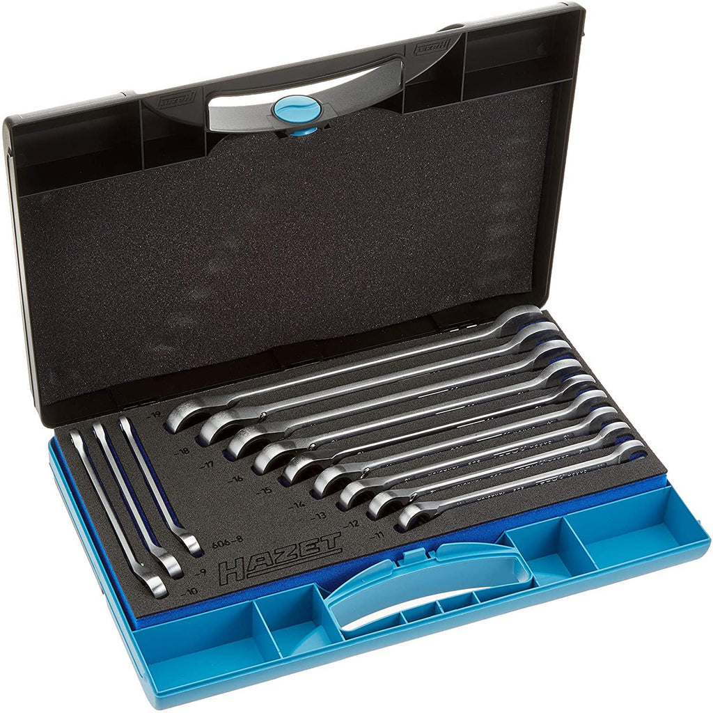 Hazet 606N/12 Ratcheting combination wrench set 12 pc metric with case 8-19mm