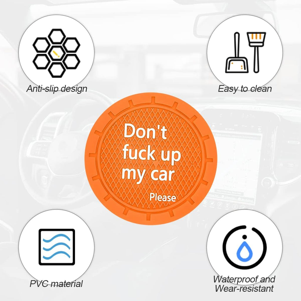 8sanlione Car Cup Coaster, 4Pcs 2.75 Inch Auto Cup Holder Insert Coasters, Anti-Slip Waterproof Embedded Drink Mat, Automotive Interior Accessories for Men and Women (D Orange/4PCS)