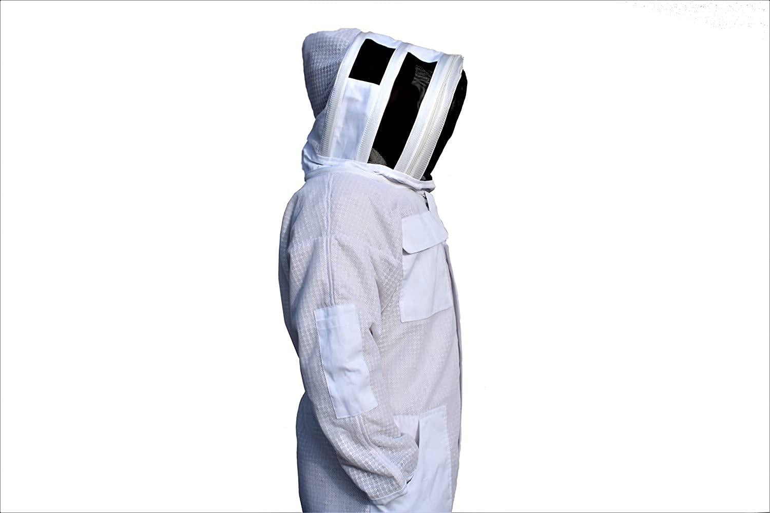 Sting Proof Ventilated Bee Suit 3 Layer with One Pair Gloves Unisex Beekeeping Suit Professional Beekeeping Suit with Removable Fe DW-1 0