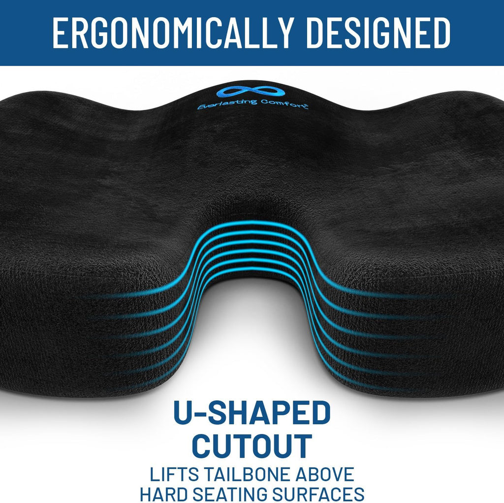 Everlasting Comfort – The Original Seat Cushion for Desk Chair, Enhances Posture and Support, Non-Slip, Ideal Tailbone Cushions for Pressure Relief - Multi-Use Gaming, Car, Office Chair Cushion