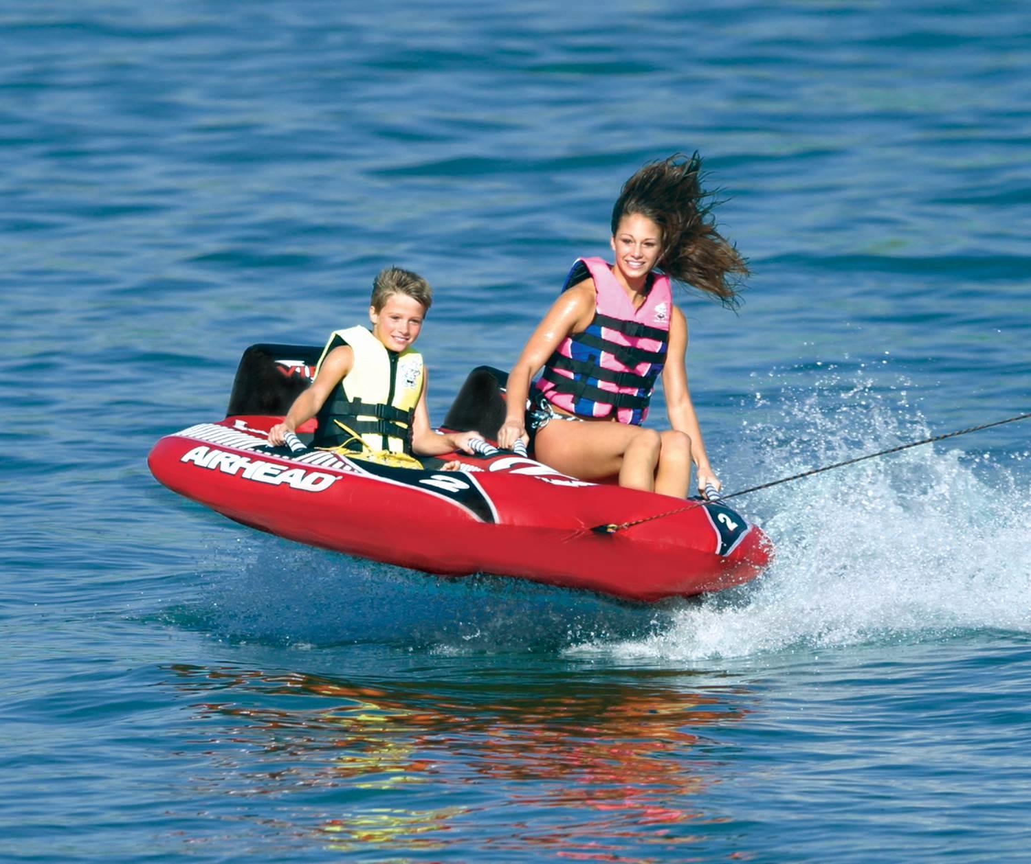 AIRHEAD Viper 2 Double Rider Cockpit Inflatable Towable Lake Water Tube (2 Pack)