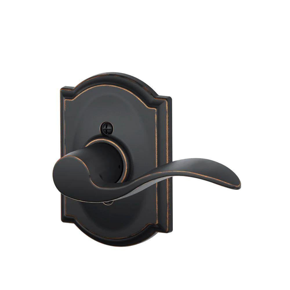 Accent Aged Bronze Right Handed Dummy Door Lever with Camelot Trim