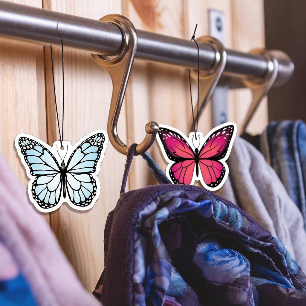 12 Pack Summer Flower Hanging Car Air Fresheners for Girls Women Cute Car Mirror Freshener (Butterfly)