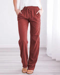 women's linen cotton straight pants