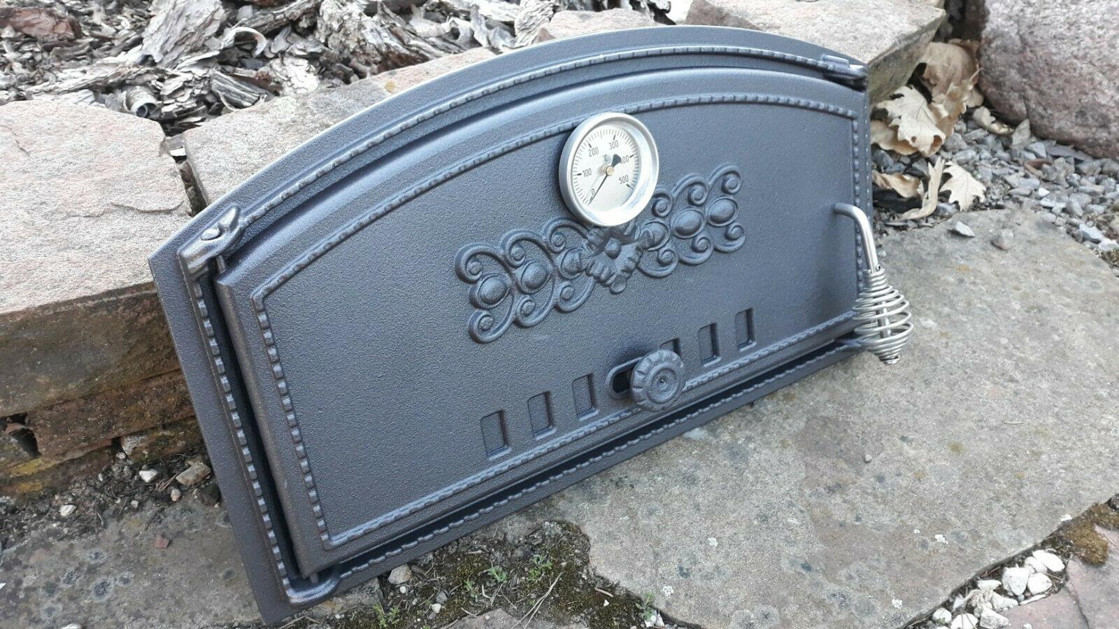 Cast Iron pizza oven door with thermometer | bread oven doors  | 490x280mm