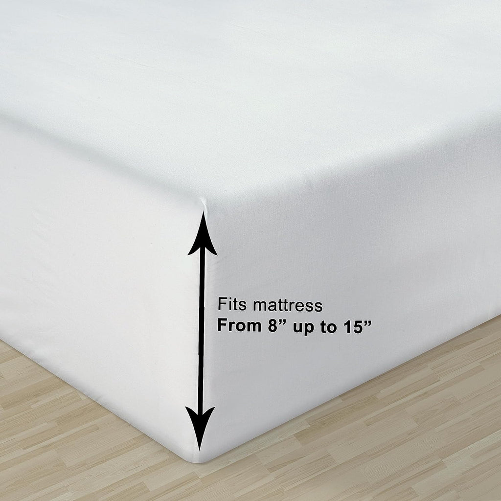 LANE LINEN Organic Cotton White Twin Sheets Set, 3-Piece Pure Organic Cotton Percale Sheets,Twin Sheets, Ultra Soft Bedding Sheets, Fits Mattress Upto 15" Deep - White