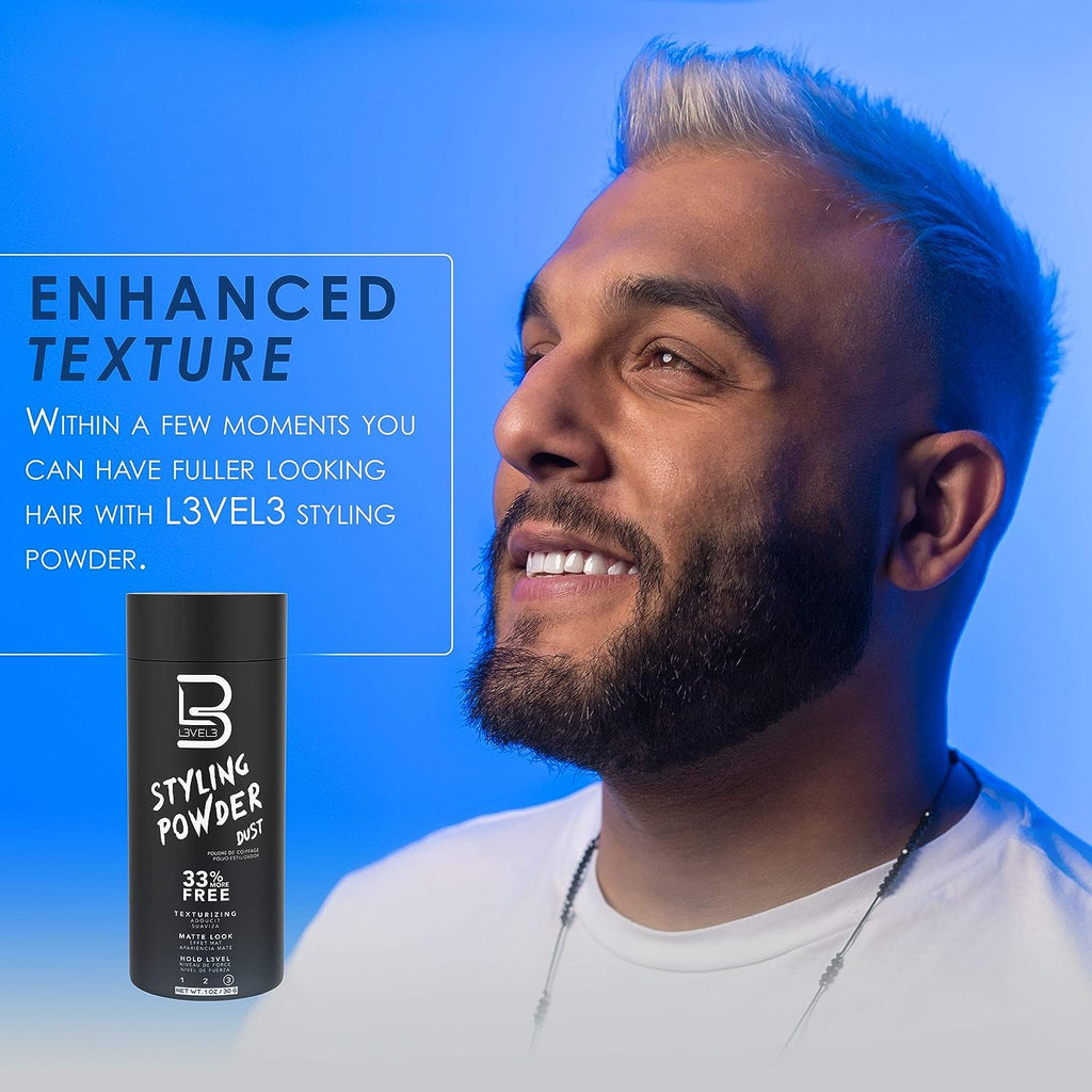 L3 Level 3 Styling Powder - Natural Look Mens Powder - Easy to Apply with No Oil or Greasy Residue (Small - 30 Grams)