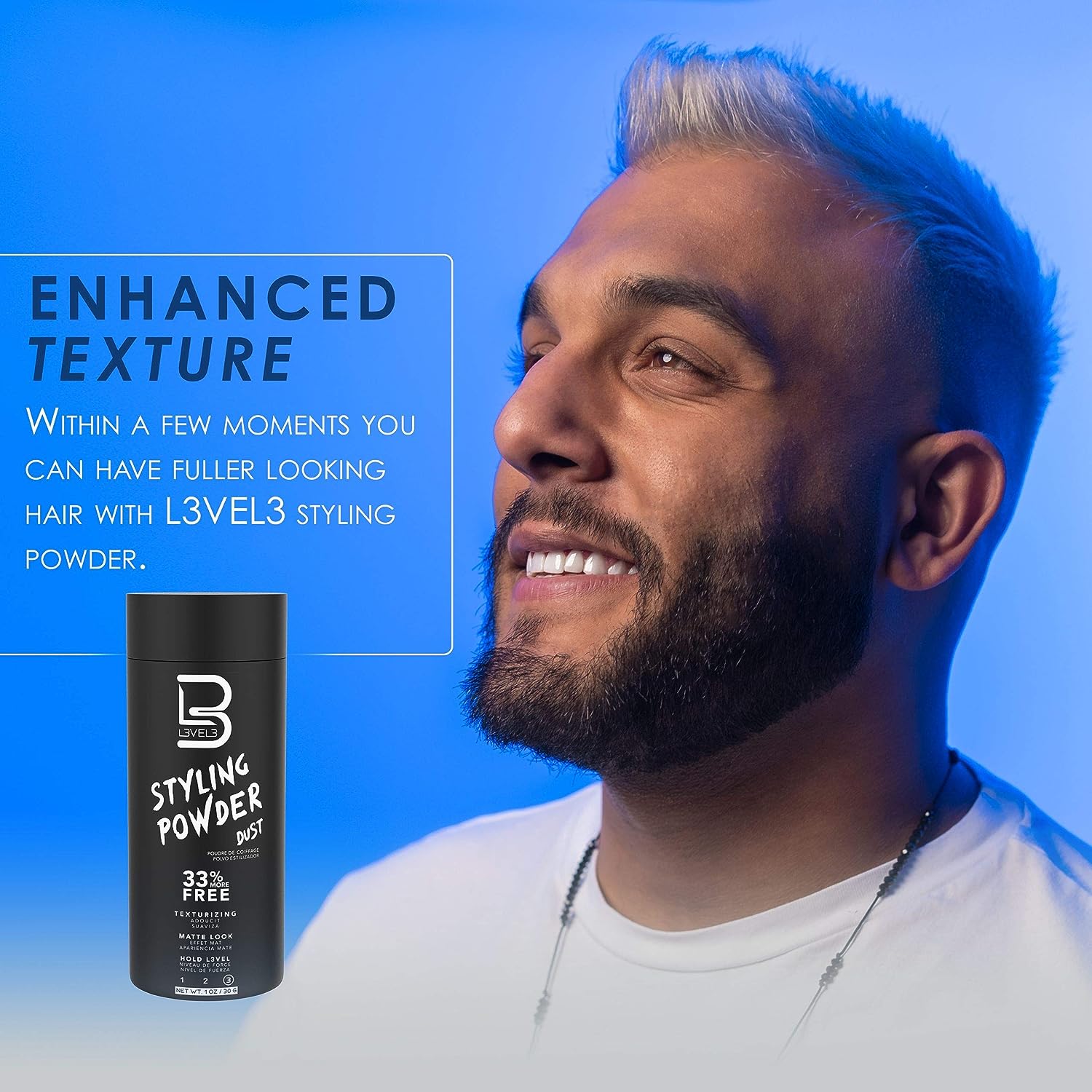 L3 Level 3 Styling Powder - Natural Look Mens Powder - Easy to Apply with No Oil or Greasy Residue (Small - 30 Grams)