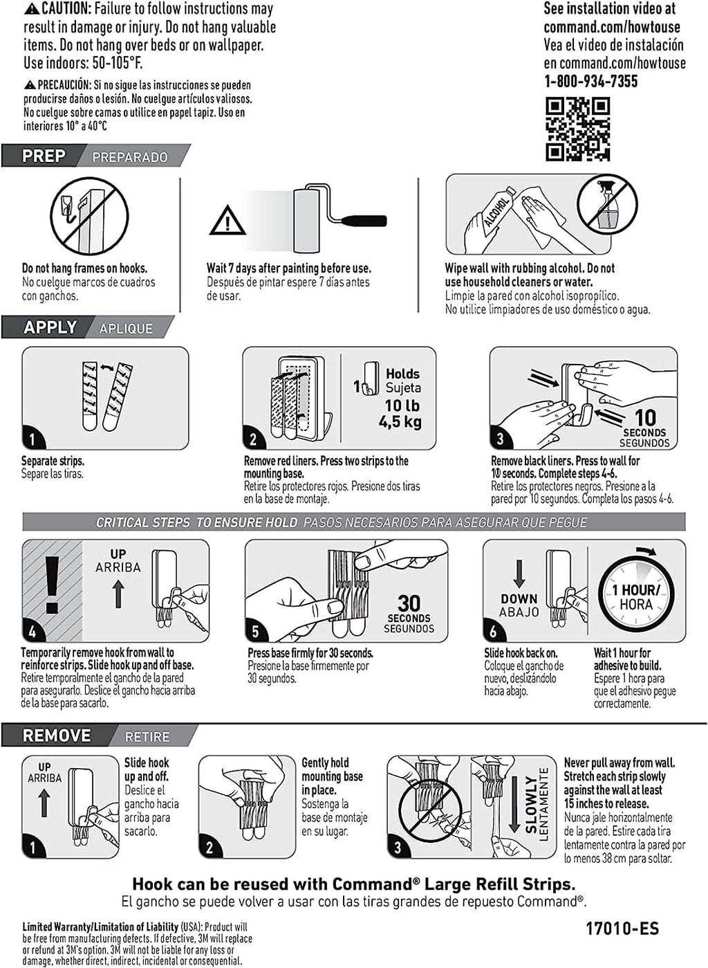 Command 10 Lb XL Heavyweight Wall Hook, White, Damage Free Decorating, 2 Command Hooks