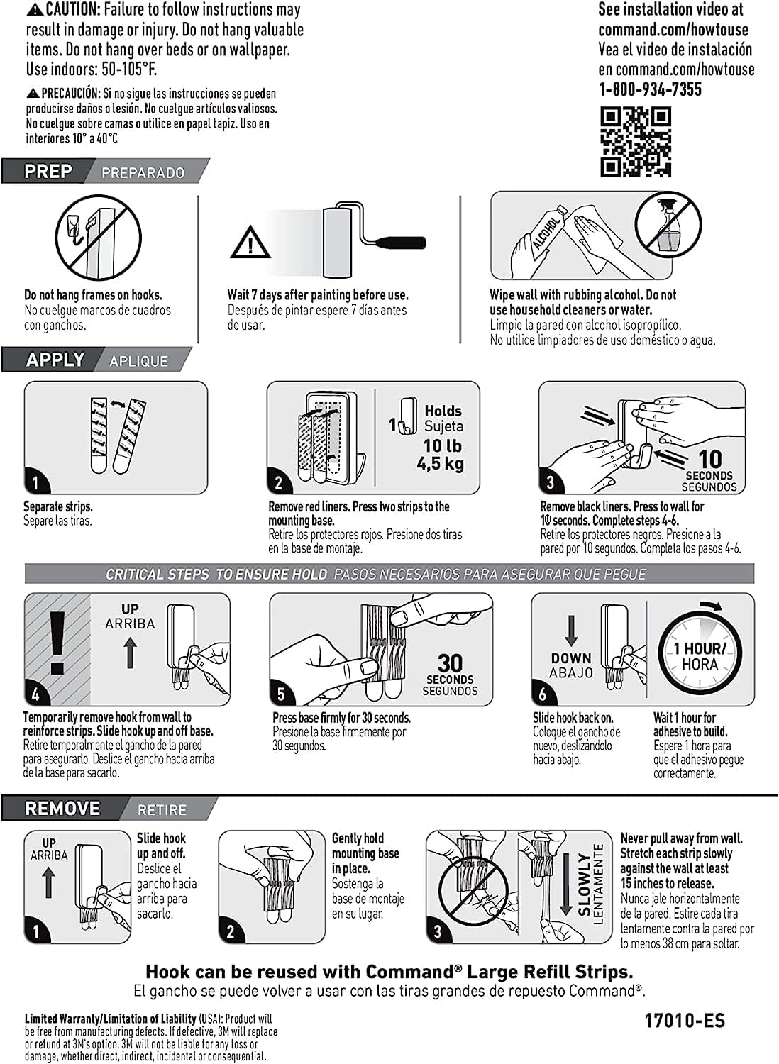 Command 10 Lb XL Heavyweight Wall Hook, White, Damage Free Decorating, 2 Command Hooks