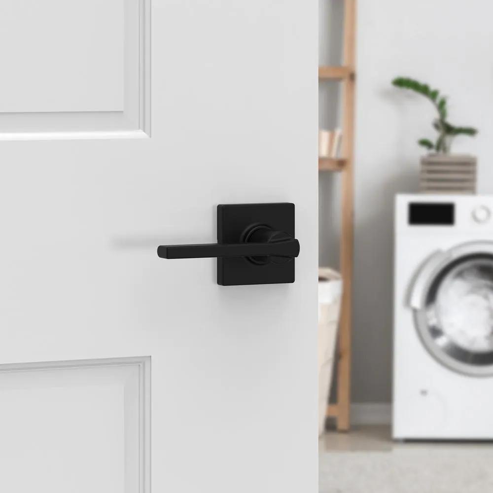 Casey Matte Black Hall/Closet PassaDoor Lever Featuring Microban