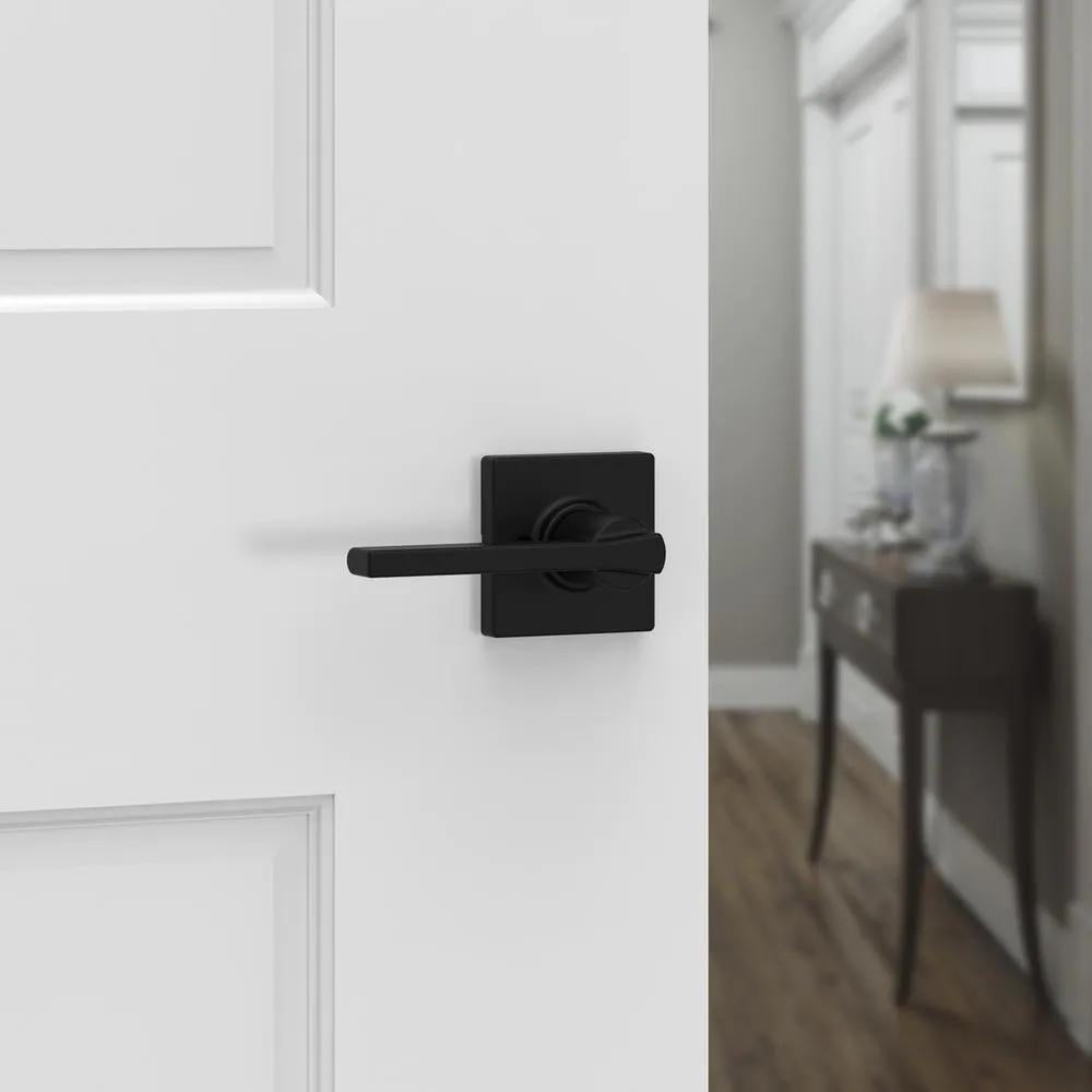 Casey Matte Black Hall/Closet PassaDoor Lever Featuring Microban