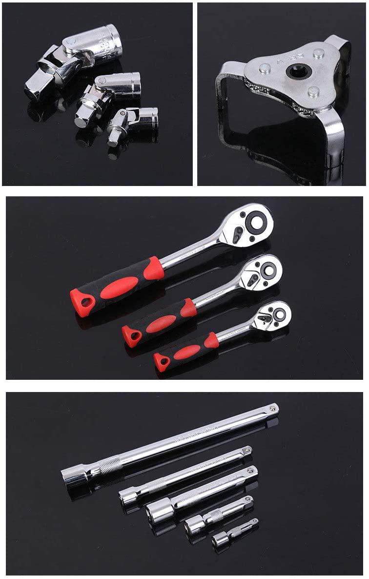LIUDOU Socket Wrench Auto Repair Tool 121 Piece Mechanics Kit Box Combination PackaMixed Tool Set Hand Tool Kit with Plastic Toolbox StoraCase