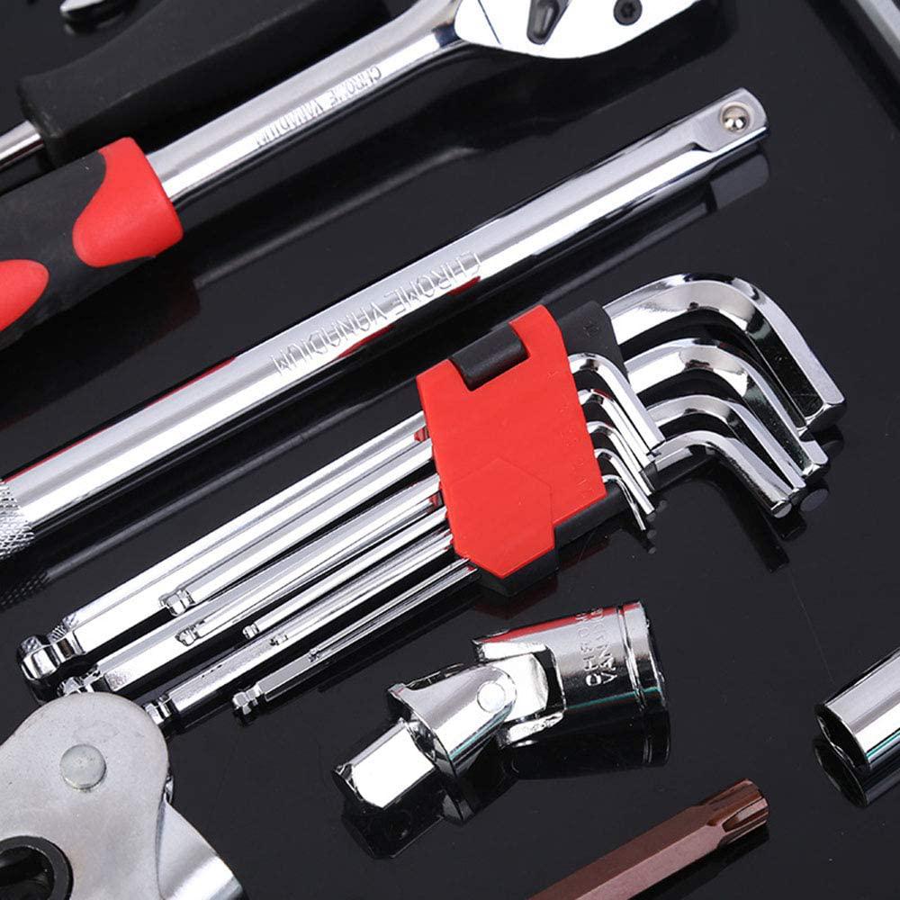 LIUDOU Socket Wrench Auto Repair Tool 121 Piece Mechanics Kit Box Combination PackaMixed Tool Set Hand Tool Kit with Plastic Toolbox StoraCase