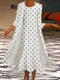 Ladies Round Neck Polka Dot Printing Fashion Maxi Dress
