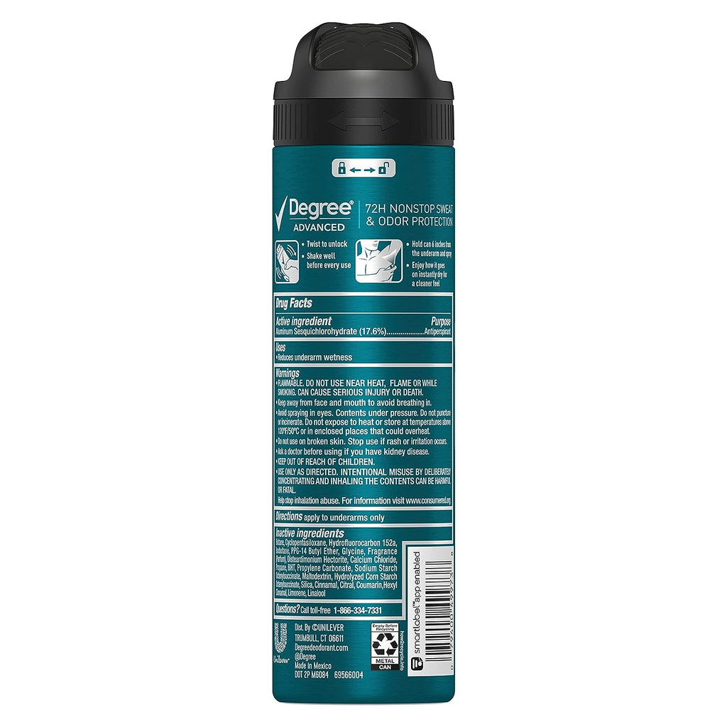 Degree Men Advanced Antiperspirant Deodorant Dry Spray Coconut Rush 3 Count 72-Hour Sweat and Odor Protection Deodorant for Men With MotionSense Technology 3.8 oz